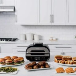 Ninja FG551/BG550 Foodi Smart XL 6-in-1 Indoor Grill With 4-Quart Air Fryer Roast Bake Dehydrate Broil And Leave-in Thermometer, With Extra Large Capacity, And A Stainless Steel Finish (Renewed), -KitchenAid Shop 51N3OYwgOIL