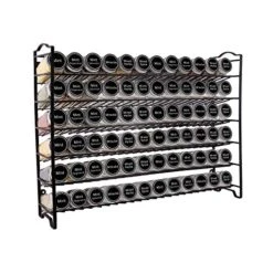 SWOMMOLY Spice Rack Organizer With 72 Empty Square Spice Jars, 340 Spice Labels With Chalk Marker And Funnel Complete Set,for Countertop,Cabinet Or Wall Mount, Black -KitchenAid Shop 51NEEQWkEcL