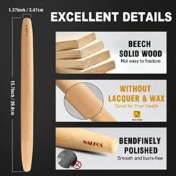 ALFOS French Rolling Pin Dough Roller For Baking Pizza Dough, Pie And Cookie Beech Wood Rolling Pin（15.7 Inch） -KitchenAid Shop 51NHxjK66gL