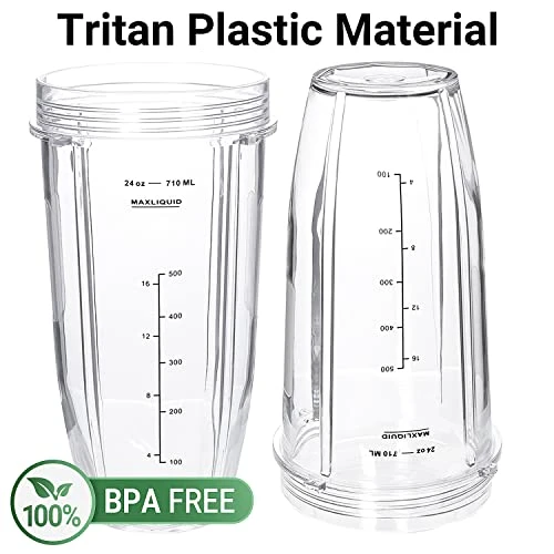 Replacement Blender Cup With Lid (2 Pack) 24 Oz Cups For Ninja Auto IQ BL480 BL482 BL642 BL682 BL450 BN401 BN751 BN801 Foodi SS351 SS151 SS401 Ninja Blender Auto IQ Blade 4 Replacement Blender Cup With Lid (2 Pack) 24 Oz Cups For Ninja Auto IQ BL480 BL482 BL642 BL682 BL450 BN401 BN751 BN801 Foodi SS351 SS151 SS401 Ninja Blender Auto IQ Blade - Image 2