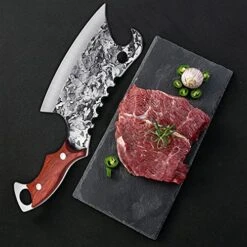 Hand Forged Meat Cleaver Sharp Butcher Knife For Meat Cutting Vegetable Cleaver With Sheath For Home Kitchen Outdoor Camping BBQ Father's Mother's Day Christmas Thanksgiving Gift Idea Men