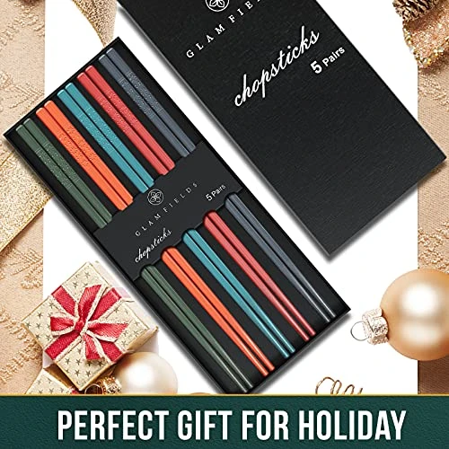 Chopsticks, GLAMFIELDS 5 Pairs Premium Reusable Multicolour Chopsticks For Sushi Japanese Matte Anti-slip Chop Sticks With Gift Case Lightweight Dishwasher Safe, 9.6 Inch 7 Chopsticks, GLAMFIELDS 5 Pairs Premium Reusable Multicolour Chopsticks For Sushi Japanese Matte Anti-slip Chop Sticks With Gift Case Lightweight Dishwasher Safe, 9.6 Inch - Image 5