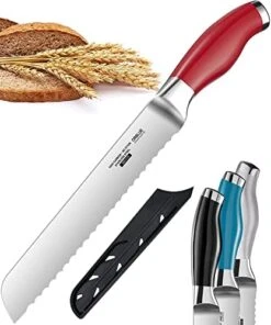 Serrated Bread Knife With Upgraded Stainless Steel Razor Sharp Wavy Edge Width - Bread Cutter Ideal For Slicing Homemade Bread, Bagels, Cake (8-Inch Blade With 5-Inch Handle) -KitchenAid Shop 51NWpDmTwSL. AC