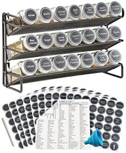 GONGSHI 3 Tier Spice Rack Organizer With 21 Empty Spice Jars, 386 Spice Labels, Chalk Marker And Funnel Set For Countertop Cabinet Pantry Or Wall Door Mount - Black -KitchenAid Shop 51NXV OjcbS. AC