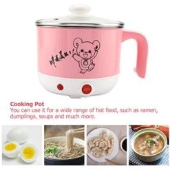 110V 450W Electric Mini Cooking Pot, Double Anti-Heating Cooking Pot, For Student Dorm Room(Cherry Powder) -KitchenAid Shop 51Nbsl8dNGL