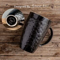 Large Coffee Mugs Set Of 6, 22oz Ceramic Tall Coffee Mugs Set With Textured Geometric Patterns For Latte/Tea/Beer/Hot Cocoa, Dishwasher & Microwave Safe, Black 18 Large Coffee Mugs Set Of 6, 22oz Ceramic Tall Coffee Mugs Set With Textured Geometric Patterns For Latte/Tea/Beer/Hot Cocoa, Dishwasher & Microwave Safe, Black -KitchenAid Shop 51NeqL2XzKL