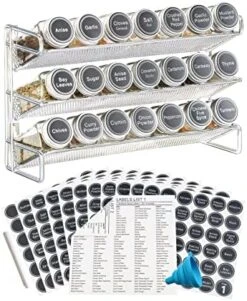 GONGSHI 3 Tier Spice Rack Organizer With 21 Empty Spice Jars, 386 Spice Labels, Chalk Marker And Funnel Set For Countertop Cabinet Pantry Or Wall Door Mount - Black -KitchenAid Shop 51NgqwGzdAL. AC