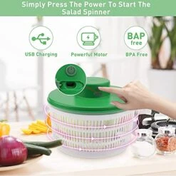 SEDISON Electric Salad Spinner 3L, Automatic Compact Salad Cleaner And Spinner, USB Rechargeable Lettuce Washer And Dryer With BPA Free Bowl, Large Capacity Fruit & Vegetable Storage Spinner