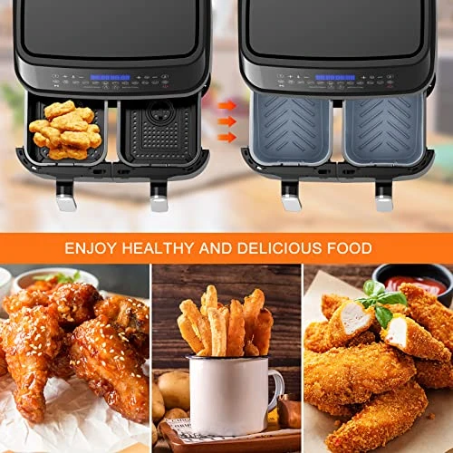 Number-one Air Fryer Silicone Pot For Ninja Foodi Dual DZ201, 2PCS Reusable Air Fryer Silicone Liners With Handles Heat Resistant Air Fryer Basket For Ninja 8 QT Food Safe Air Fryer Accessories, Grey 4 Number-one Air Fryer Silicone Pot For Ninja Foodi Dual DZ201, 2PCS Reusable Air Fryer Silicone Liners With Handles Heat Resistant Air Fryer Basket For Ninja 8 QT Food Safe Air Fryer Accessories, Grey - Image 2