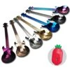 Guitar Dessert Spoons Coffee Teaspoons Set, Stainless Steel Colorful Dessert Spoons, Cute Demitasse Tea Scoop For Stirring Drink Mixing Milkshake Jam(Lucky 7)