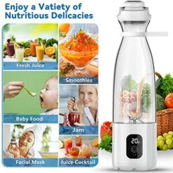 Portable Blender, Mini Personal Blender For Shakes And Smoothies 300W Fresh Juice Blender With 20oz Travel Bottle USB Rechargeable 6000Mah Pulse Crush Ice Protein Shake KOBWA Blender On The Go (Upgraded) (Bravo, White) (BravoS, White) -KitchenAid Shop 51NwRdvaJeL