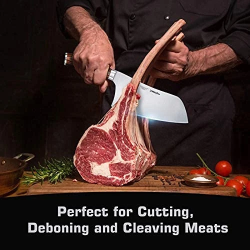 7-inch Cleaver Knife, Vegetable Meat Chinese Chef’s Knife, German Stainless Steel With Ergonomic Pakkawood Handle, For Home Kitchen And Restaurant, Valentines Day Gifts For Him 6 7-inch Cleaver Knife, Vegetable Meat Chinese Chef’s Knife, German Stainless Steel With Ergonomic Pakkawood Handle, For Home Kitchen And Restaurant, Valentines Day Gifts For Him - Image 4