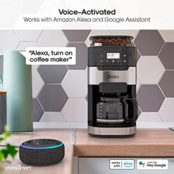 Atomi Smart Coffee Maker With Burr Grinder - WiFi, Voice-Activated, 8 Grind Settings, 12-Cup Glass Carafe, Reusable And Washable Filter, Compatible With Alexa And Google Assistant -KitchenAid Shop 51O33NuiwaL