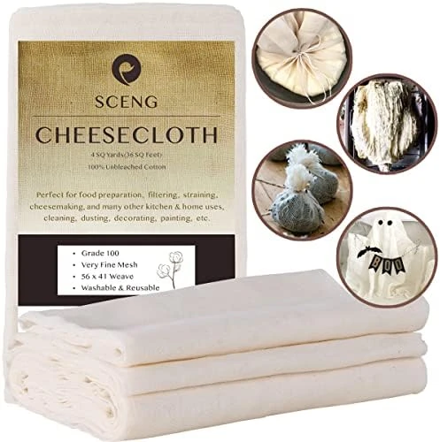 Heesecloth, Grade 90, 36 Sq Feet, Reusable, 100% Unbleached Cotton Fabric, Ultra Fine Cheese Cloth For Cooking - Nut Milk Bag, Strainer, Filter (Grade 90-4Yards) 9 Heesecloth, Grade 90, 36 Sq Feet, Reusable, 100% Unbleached Cotton Fabric, Ultra Fine Cheese Cloth For Cooking - Nut Milk Bag, Strainer, Filter (Grade 90-4Yards) - Image 7