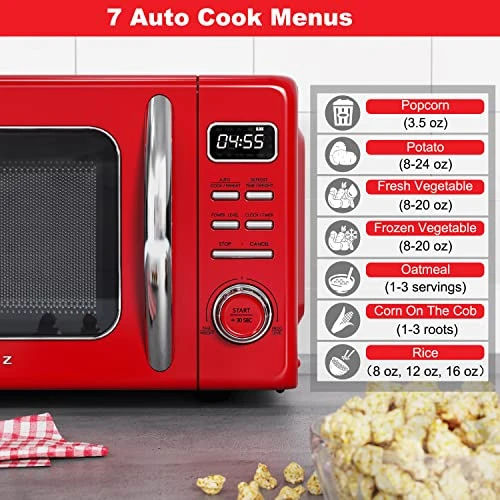 GLCMKZ07RDR07 Retro Countertop Microwave Oven.7 Cu Ft, Red & Galanz Retro Electric Kettle With Heat Resistant Handle And Cordless Pour, Automatic Shut-Off, 1.7 L, Red 5 GLCMKZ07RDR07 Retro Countertop Microwave Oven.7 Cu Ft, Red & Galanz Retro Electric Kettle With Heat Resistant Handle And Cordless Pour, Automatic Shut-Off, 1.7 L, Red - Image 3