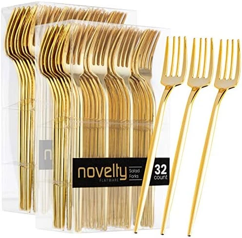 Novelty Modern Flatware, Cutlery, Disposable Plastic Dinner Forks Luxury Gold 64 Count 12 Novelty Modern Flatware, Cutlery, Disposable Plastic Dinner Forks Luxury Gold 64 Count - Image 10