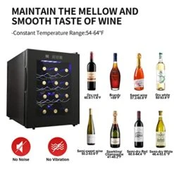 12 Bottle Wine Cooler Refrigerator, Compact Mini Wine Fridge With Digital Temperature Control Quiet Operation Thermoelectric Chiller, Freestanding Wine Cellar For Red, White, Champagne -KitchenAid Shop 51OD4je6sWL