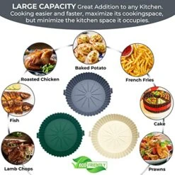 GENERIC Silicone Air Fryer Liners With 3 Pcs, 1 Pack Air Fryer Pots Air Fryer Pan Liners Reusable Silicone Air Fryer Liners For 3-5QT Air Fryer Accessories -KitchenAid Shop 51ODl9HLvAL