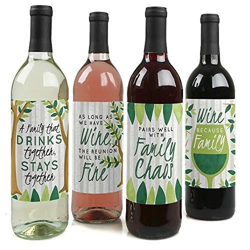 Family Tree Reunion - Family Gathering Party Decorations For Women And Men - Wine Bottle Label Stickers - Set Of 4 3 Family Tree Reunion - Family Gathering Party Decorations For Women And Men - Wine Bottle Label Stickers - Set Of 4