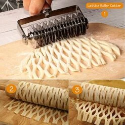 Stainless Steel Lattice Cutter, Dough Lattice Roller Cutter Baking Tool Cookie Pie Pizza Bread Pastry Crust Roller Cutter With Wood Handle, Household Time-Saver Baking Pastry Tools For Pizza Biscuits -KitchenAid Shop 51OOXcwyusL