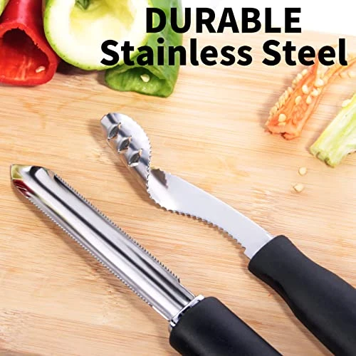 Jalapeno Pepper Corer & Zucchini/Cucumber Corer, Set Of 2, Newness Stainless Steel Core Deseeder Kitchen Tool With Serrated Slice And Rubber Handle, Easy For Seed Remover Or Slice Off Vegetables Tops 6 Jalapeno Pepper Corer & Zucchini/Cucumber Corer, Set Of 2, Newness Stainless Steel Core Deseeder Kitchen Tool With Serrated Slice And Rubber Handle, Easy For Seed Remover Or Slice Off Vegetables Tops - Image 4
