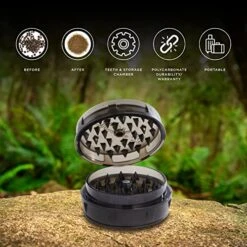 Yce Polycarbonate 2-Piece Herb & Spice Grinder With Storage Chamber (Black)