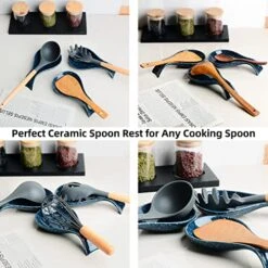 Kitchen Spoon Rest - Cooking Spoon Holder For Stove Top White Coffee Spoon Rest Ceramic Spoon Holder For Kitchen Counter, Kitchen Decor For Counter, Coffee Bar Accessories (Nave Blue) -KitchenAid Shop 51OeuMNkOsL
