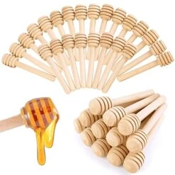 36PCS Honeycomb Stick, 3 Inch Wooden Honey Dipper Mini Honey Dipper Sticks Honey Wand For Honey Jar Dispense Drizzle Honey, Wedding Party Favors