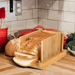 Bread Slicer，Bread Slicer For Homemade Bread, Foldable Adjustable Slicing Width With Sturdy Bamboo Cutting Board, Cutting Bagels Or Even Slices Of Bread Becomes Easy. -KitchenAid Shop 51Okkh92FXL