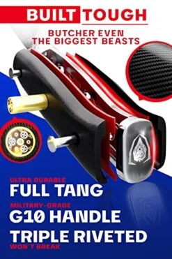 ALSTRONG Butcher Knife - 12.5 Inch Slicer - Shogun Series ELITE - Japanese AUS-10V Super Steel - Vacuum Treated Cimitar Breaking Knife - Sheath Included -KitchenAid Shop 51OmDBWXN2L