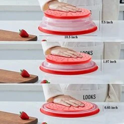 Microwave Cover For Food,Collapsible Microwave Splatter Cove,Fruit Drainer Basket,BPA-Free Silicone & Plastic And Dishwasher Safe 10.5 Inch (RED)… -KitchenAid Shop 51Ot8IoiN9L