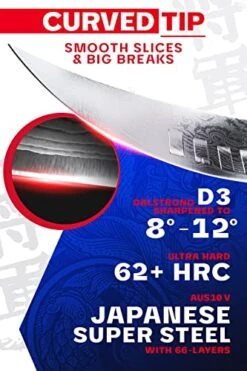 ALSTRONG Butcher Knife - 12.5 Inch Slicer - Shogun Series ELITE - Japanese AUS-10V Super Steel - Vacuum Treated Cimitar Breaking Knife - Sheath Included -KitchenAid Shop 51OtbAwmWUL