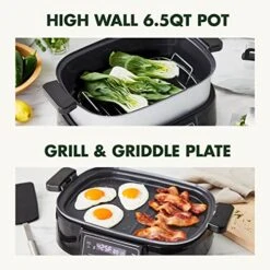 Greenpan Stainless Steel 8-in-1 Skillet Grill & Slow Cooker, Presets To Saute Steam Stir-Fry And Cook Rice, Healthy Ceramic Nonstick And Dishwasher Safe Parts, Easy-to-use LED Display -KitchenAid Shop 51OwdJPMcbL
