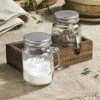 Mason Jar Salt And Pepper Shaker - Vintage Glass Condiment Dispenser Set With Wooden Holder Caddy - Farmhouse Kitchen Decor, Easy Refill 5-ounce Capacity With Stainless Steel Lids 2 Mason Jar Salt And Pepper Shaker - Vintage Glass Condiment Dispenser Set With Wooden Holder Caddy - Farmhouse Kitchen Decor, Easy Refill 5-ounce Capacity With Stainless Steel Lids -KitchenAid Shop 51OxhLX3RtL