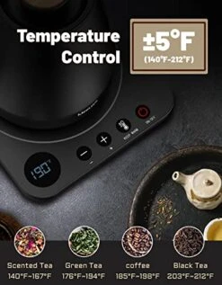 Electric Gooseneck Kettle With Variable Temperature Control, Pour Over Kettle For Coffee And Tea, Electric Kettle 1200 Watt, 0.8L (Black) -KitchenAid Shop 51OyJeagCJL