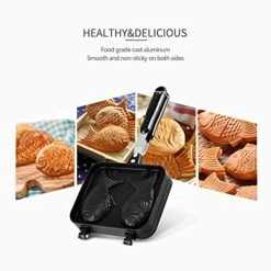 Fish-Shaped Waffle Making Pan Household Aluminum Non-Stick Fish-Shaped Cake Bakeware Fish-Shaped Bakeware Non-Stick Waffle Pan Double-Layer Grilled Fish Cakes Double-Sided Pot With Open Flame Heating -KitchenAid Shop 51P4dtT5GcL