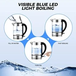 Electric Kettle 1500W,1.7L Borosilicate Glass Tea Kettle With LED Light, Water Kettle Electric Fast Boiling, Auto Shut-Off And Boil-Dry Protection, BPA Free 11 Electric Kettle 1500W,1.7L Borosilicate Glass Tea Kettle With LED Light, Water Kettle Electric Fast Boiling, Auto Shut-Off And Boil-Dry Protection, BPA Free -KitchenAid Shop 51P8ncGufLL