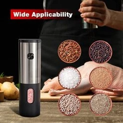 Alt And Pepper Grinder Set Battery Operated, Electric Salt And Pepper Grinder Set, Electric Salt Grinder With Storage Base, One Hand Automatic Operation, Stainless Steel Black 2 Pack -KitchenAid Shop 51P9C3TX0wL