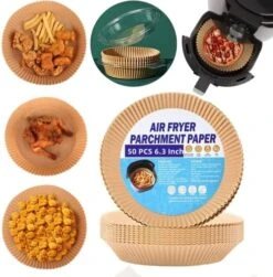 Air Fryer Liners Disposable, 50 PCS 6.3 Inch Air Fryer Parchment Paper Liners Nonstick Oil Resistant Waterproof Baking Paper Sheets Fryer Filter Paper For Air Fryer Microwave Oven Roasting -KitchenAid Shop 51PDJGvZskL. AC