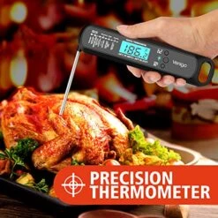 Digital Meat And Food Thermometer For Cooking And Grilling, Waterproof Instant-Read Cooking Thermometer, Kitchen Probe Thermometer For Baking, Roasting, Smoking, Deep Frying (Black) -KitchenAid Shop 51PDWnIJddL