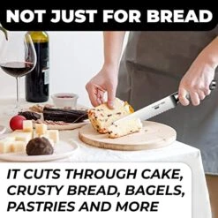 Serrated Bread Knife With Upgraded Stainless Steel Razor Sharp Wavy Edge Width - Bread Cutter Ideal For Slicing Homemade Bread, Bagels, Cake (8-Inch Blade With 5-Inch Handle) -KitchenAid Shop 51PEZK1TADL