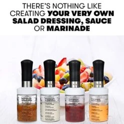 Salad Dressing Shaker - Grip And Shake! - Premium Leak Proof Easy Pour Bottle, Vinaigrette Dispenser With Measurements And Recipes, Borosilicate Glass Container -KitchenAid Shop 51PGarddITL