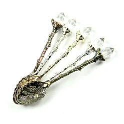 5Pcs Retro Crystal Alloy Stereoscopic Coffee Spoon Tea Spoon Dessert Spoon Ice Cream Spoons