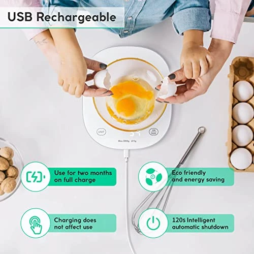 Arboleaf Food Scale Rechargeable, Kitchen Scale For Food Ounces And Grams, Smart Food Scale For Weight Loss, Small Digital Baking Food Scales For Kitchen Gift, USB Scale, 1g/0.1oz, 11lb/5kg 3 Arboleaf Food Scale Rechargeable, Kitchen Scale For Food Ounces And Grams, Smart Food Scale For Weight Loss, Small Digital Baking Food Scales For Kitchen Gift, USB Scale, 1g/0.1oz, 11lb/5kg