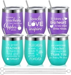 6 Pieces Thank You Gift Idea For Teachers, Teacher Graduation Appreciation Coffee Mug For Women Men Preschool Elementary Teacher, 12oz Wine Tumbler And Lids Straws Brushes (Simple Purple) 19 6 Pieces Thank You Gift Idea For Teachers, Teacher Graduation Appreciation Coffee Mug For Women Men Preschool Elementary Teacher, 12oz Wine Tumbler And Lids Straws Brushes (Simple Purple) -KitchenAid Shop 51PUySou3YL. AC