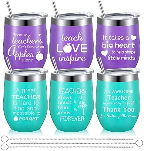 6 Pieces Thank You Gift Idea For Teachers, Teacher Graduation Appreciation Coffee Mug For Women Men Preschool Elementary Teacher, 12oz Wine Tumbler And Lids Straws Brushes (Simple Purple) 10 6 Pieces Thank You Gift Idea For Teachers, Teacher Graduation Appreciation Coffee Mug For Women Men Preschool Elementary Teacher, 12oz Wine Tumbler And Lids Straws Brushes (Simple Purple) - Image 8