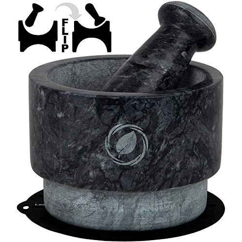 Mortar And Pestle Set (Large) | Gray Marble | Stone Spice Grinder | 2.1 Cup Capacity | 5.5 Inch | Reversible | Molcajete Mexicano | Guacamole, Pesto, Spices | Large Mortar & Pestles | Gift Set 3 Mortar And Pestle Set (Large) | Gray Marble | Stone Spice Grinder | 2.1 Cup Capacity | 5.5 Inch | Reversible | Molcajete Mexicano | Guacamole, Pesto, Spices | Large Mortar & Pestles | Gift Set