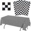 Black Checkered Tablecloth Plastic | 3 Pcs Pack - 54” Wide X 108” Long | Black And White Checkered Disposable Table Cover | Checkered Flag Tablecloth | Retro, Diner, Racing Party Décor 2 Black Checkered Tablecloth Plastic | 3 Pcs Pack - 54” Wide X 108” Long | Black And White Checkered Disposable Table Cover | Checkered Flag Tablecloth | Retro, Diner, Racing Party Décor -KitchenAid Shop 51Pdc7osT6L