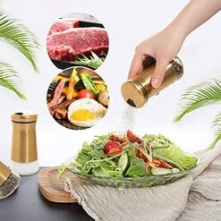 Bonris Copper Stainless Steel Salt And Pepper Shakers,Clear Bottom Jar Bottle Container With Stainless Steel Top,with Adjustable Pouring Hole -KitchenAid Shop 51PjwU33O1S