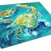MW1162LCB By Chance Crab In Aqua Blue Glass Cutting Board Large, Decorative Tempered Glass Cutting And Serving Board Large Size Chopping Board,